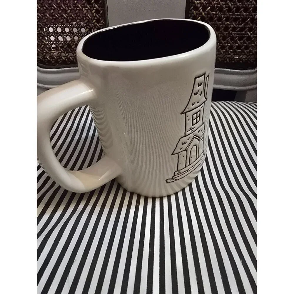 NWT Rae Dunn Halloween Happy Haunting Haunted House Icon Double Sided Mug